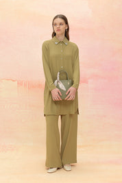 Taş Detaylı Pantolon Tunik Takım - Olive