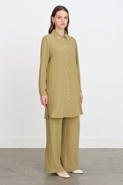 Taş Detaylı Pantolon Tunik Takım - Olive