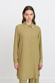 Taş Detaylı Pantolon Tunik Takım - Olive