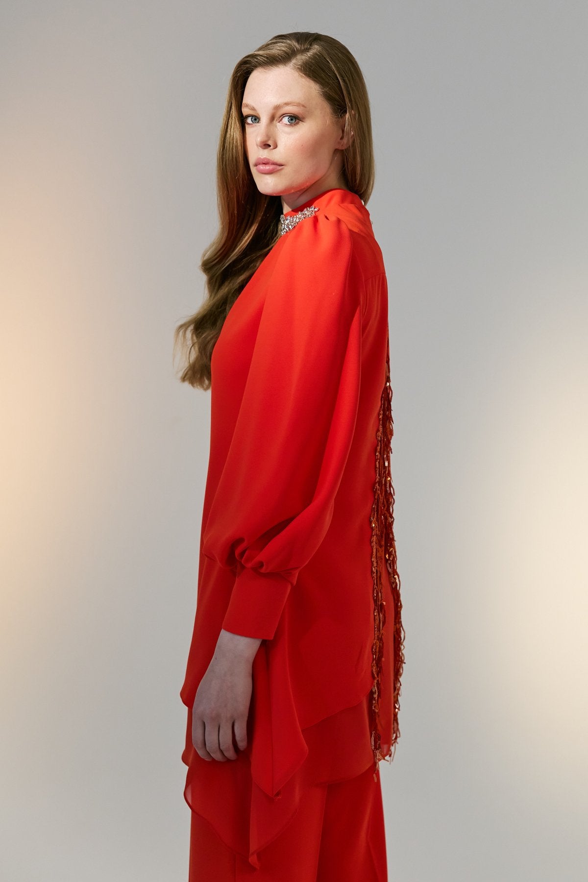Taş Detaylı Pantolon Tunik Takım - Oranj