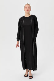 Elegant Abaya Set with Stone Details - Black