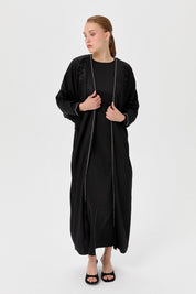 Elegant Abaya Set with Stone Details - Black
