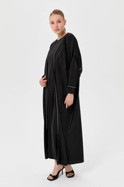 Elegant Abaya Set with Stone Details - Black