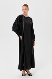 Elegant Abaya Set with Stone Details - Black