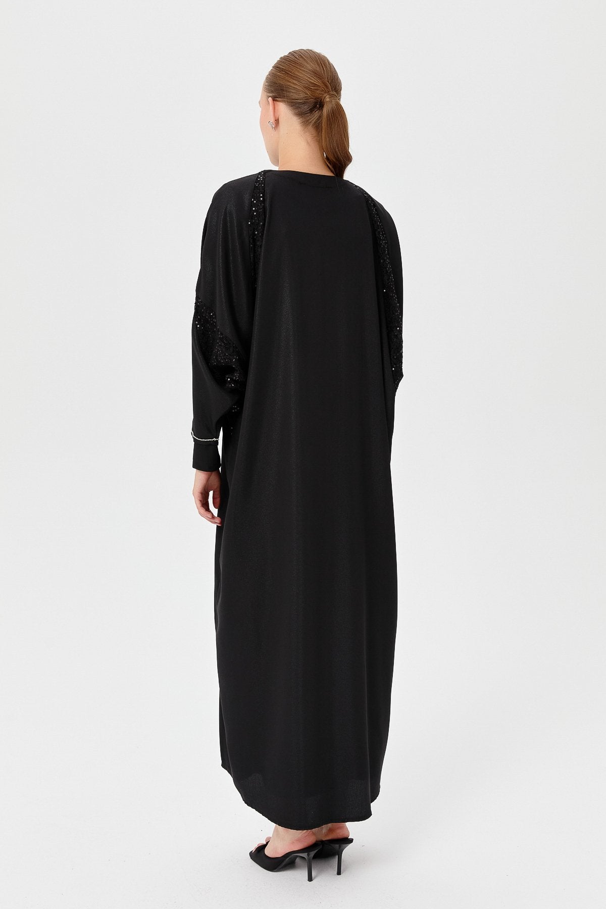 Elegant Abaya Set with Stone Details - Black