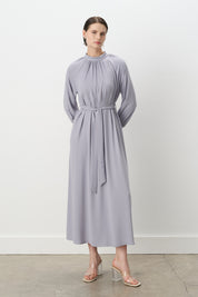 Elegant Dress with Stone Details - Grey