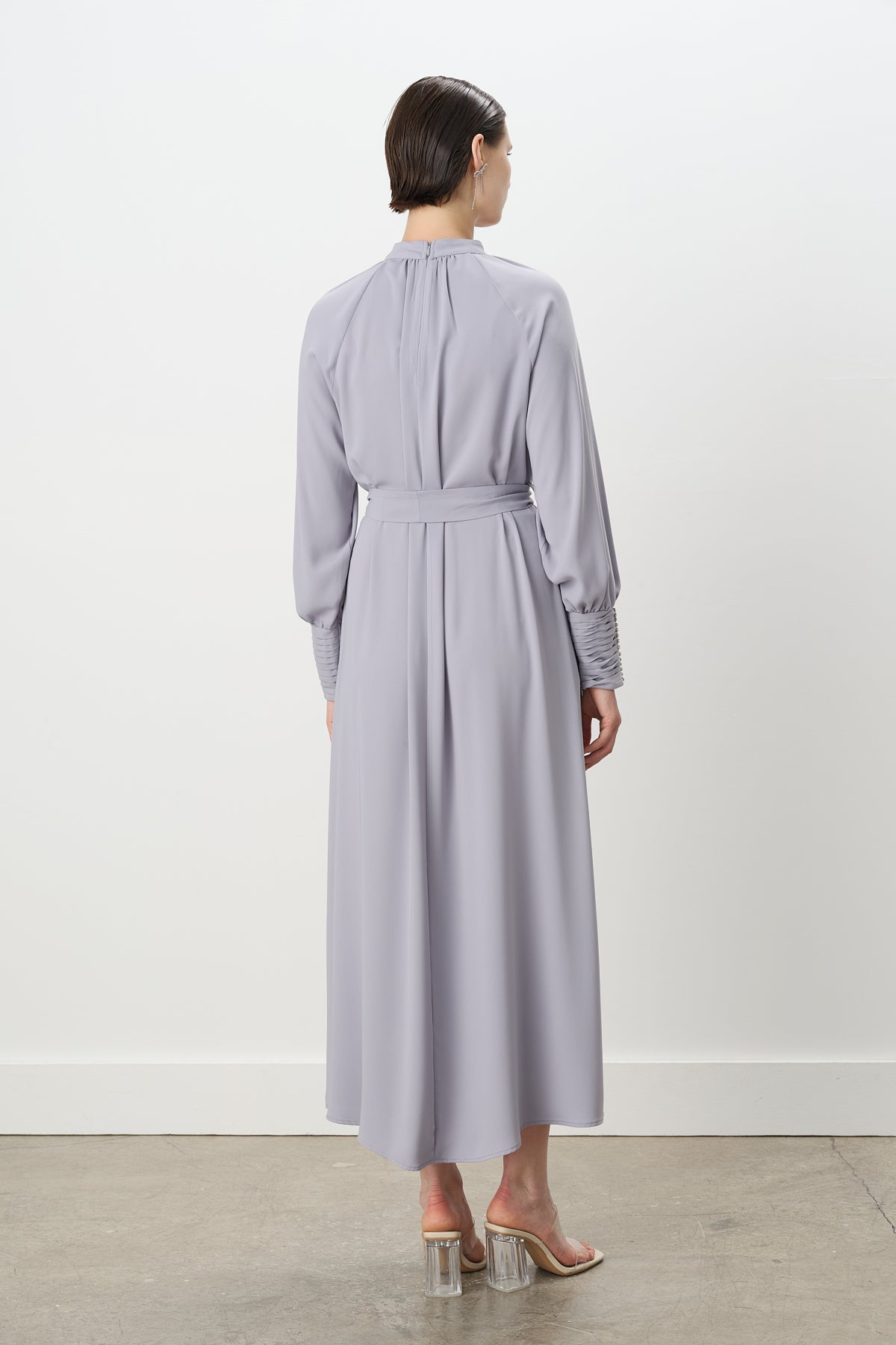 Elegant Dress with Stone Details - Grey