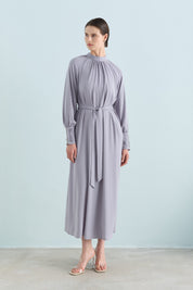 Elegant Dress with Stone Details - Grey