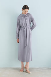 Elegant Dress with Stone Details - Grey