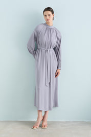 Elegant Dress with Stone Details - Grey