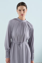 Elegant Dress with Stone Details - Grey