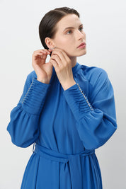 Taş Detaylı Şık Elbise - Saks