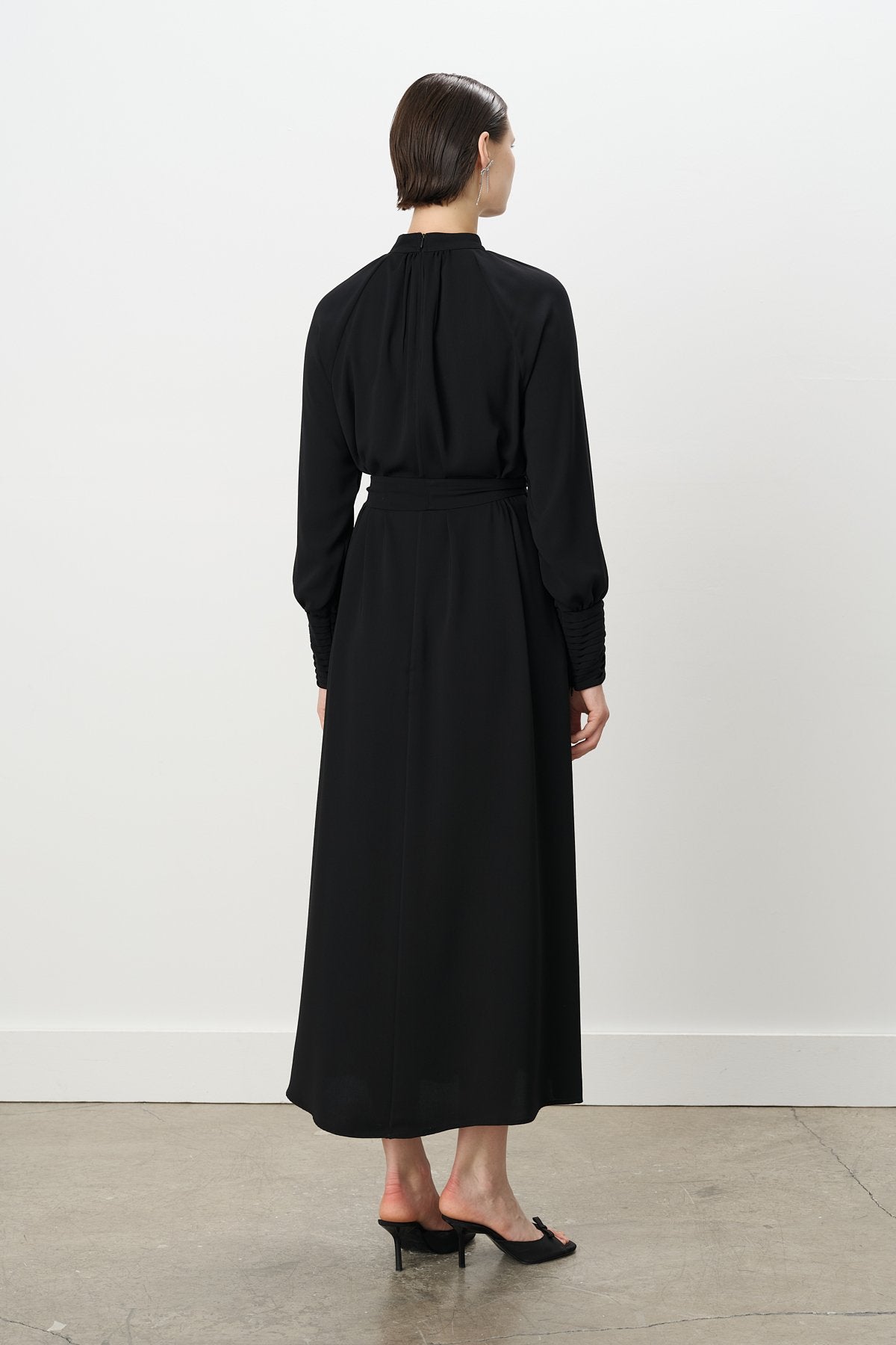 Stylish Dress with Stone Embellishments - Black