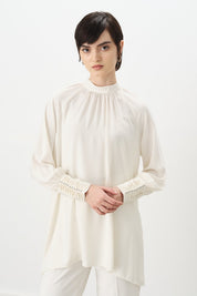Elegant Tunic with Stone Details - Ecru