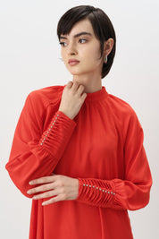Taş Detaylı Şık Tunik - Mercan