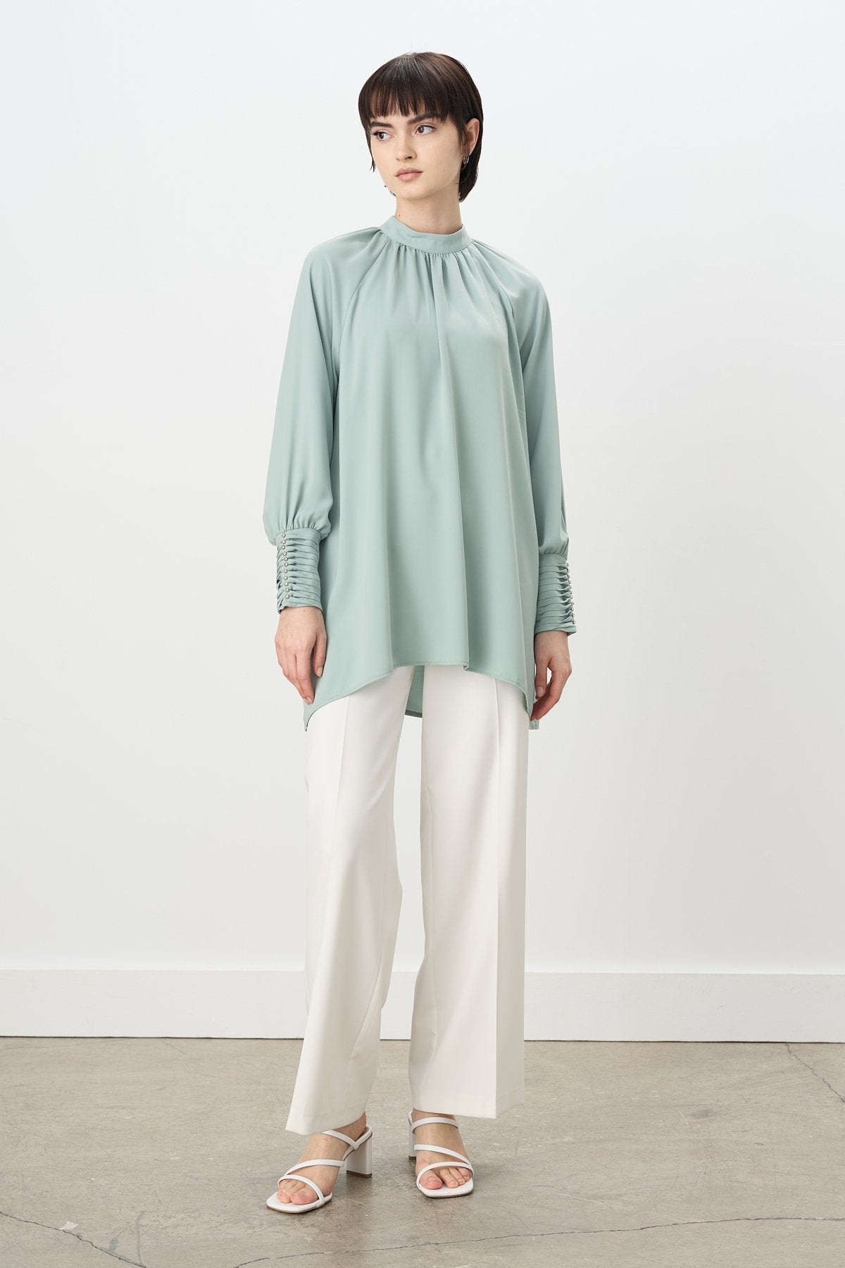 Taş Detaylı Şık Tunik - Mint