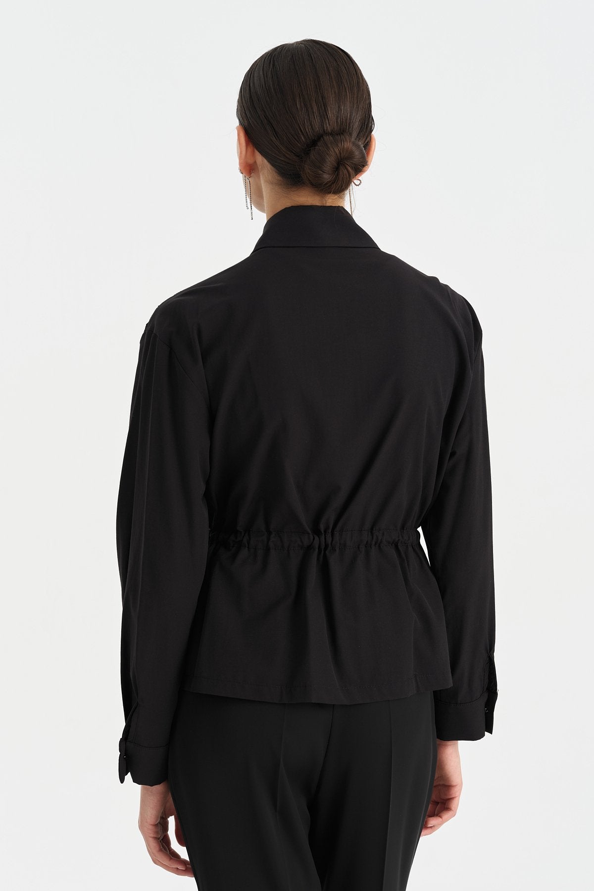 Stone Buttoned Lace Jacket - Black