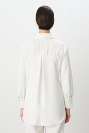 Stone Button Embroidered Tunic - Ecru