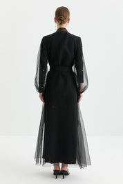 Taşlı Abaya Takım - Siyah