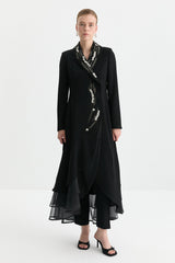 Taşlı Pantolon Kaftan Takım - Siyah