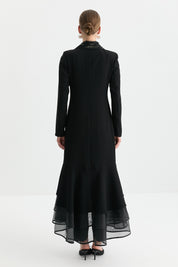 Taşlı Pantolon Kaftan Takım - Siyah