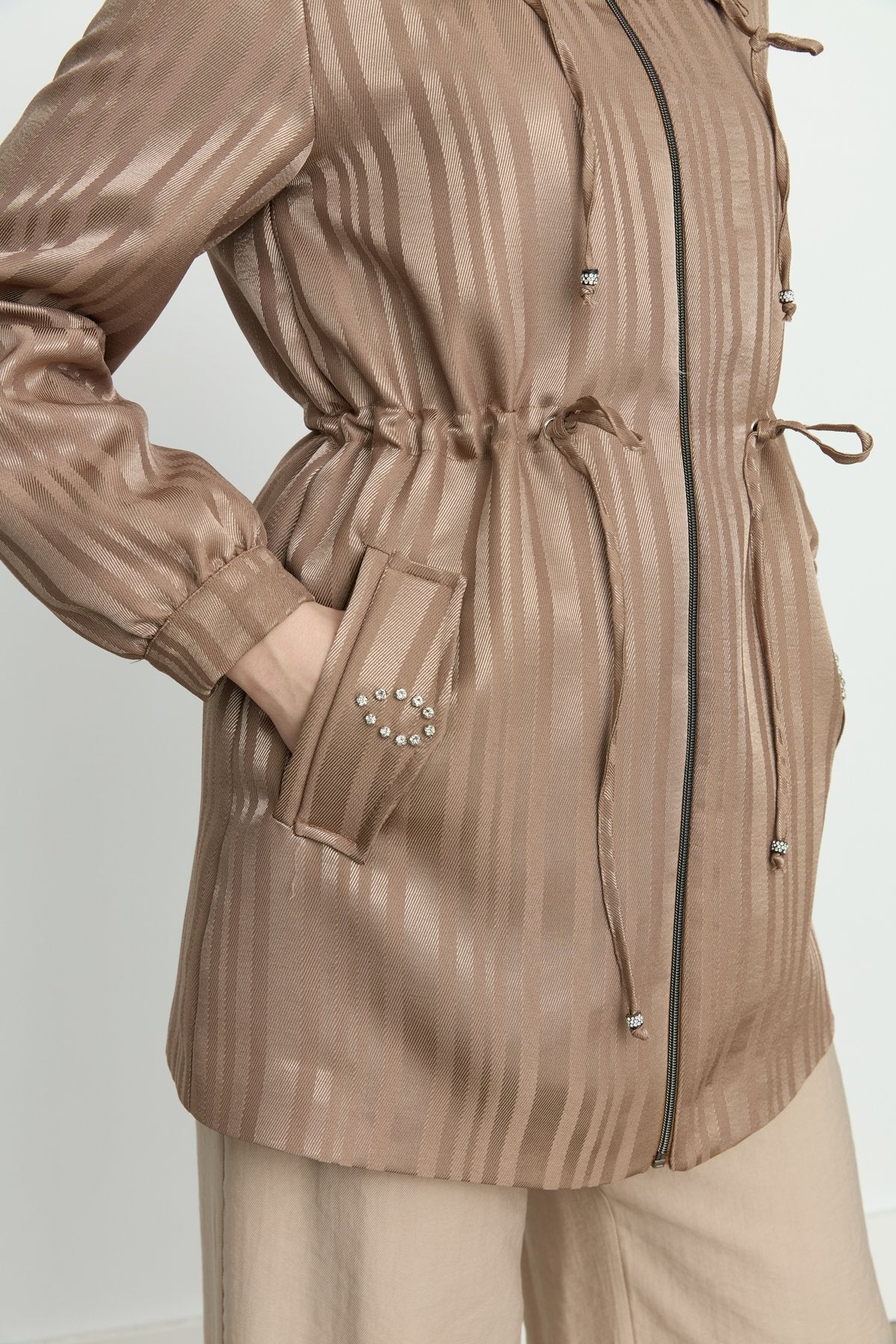 Shiny Jacket with Stones - Mink