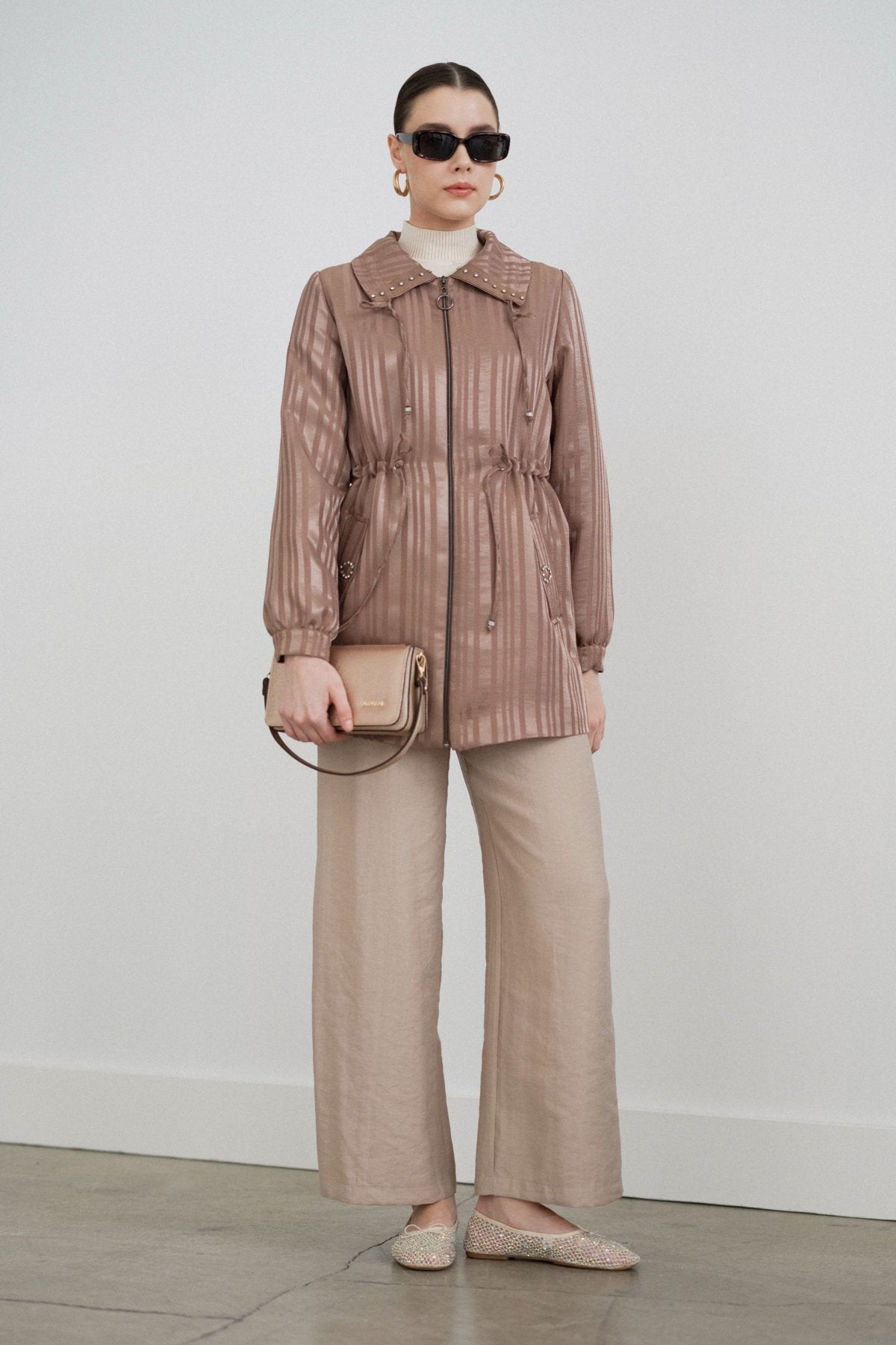 Shiny Jacket with Stones - Mink