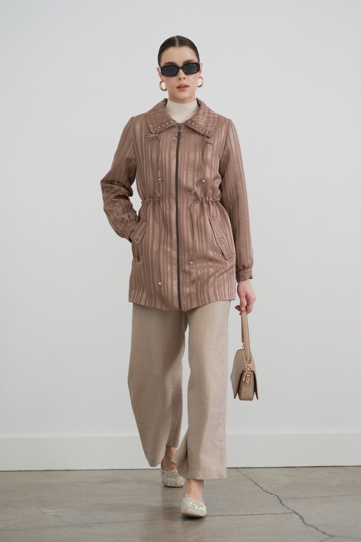 Shiny Jacket with Stones - Mink