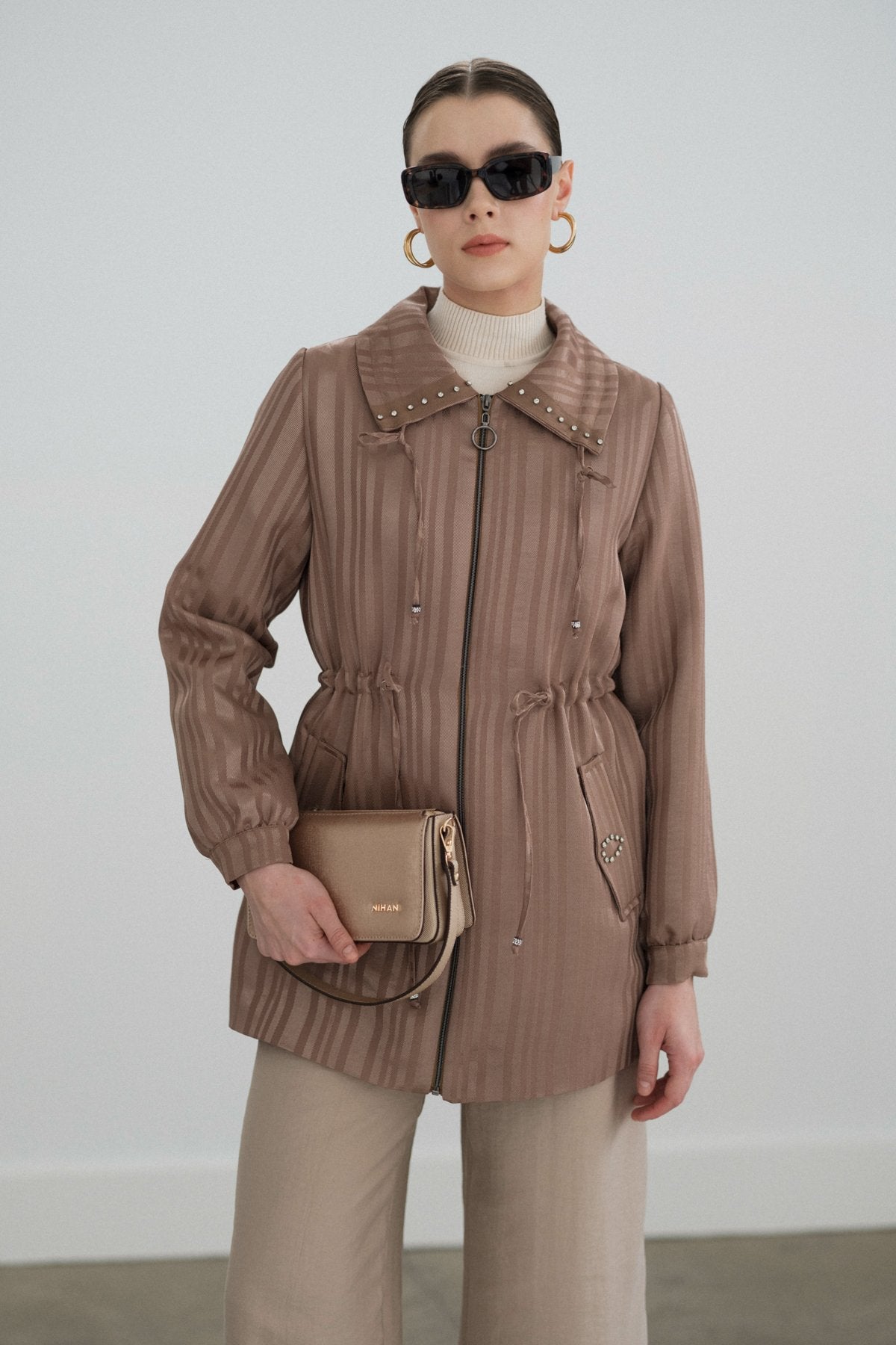 Shiny Jacket with Stones - Mink