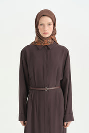 Tavus Twill İpek Eşarp - Kahve
