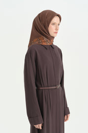 Tavus Twill İpek Eşarp - Kahve