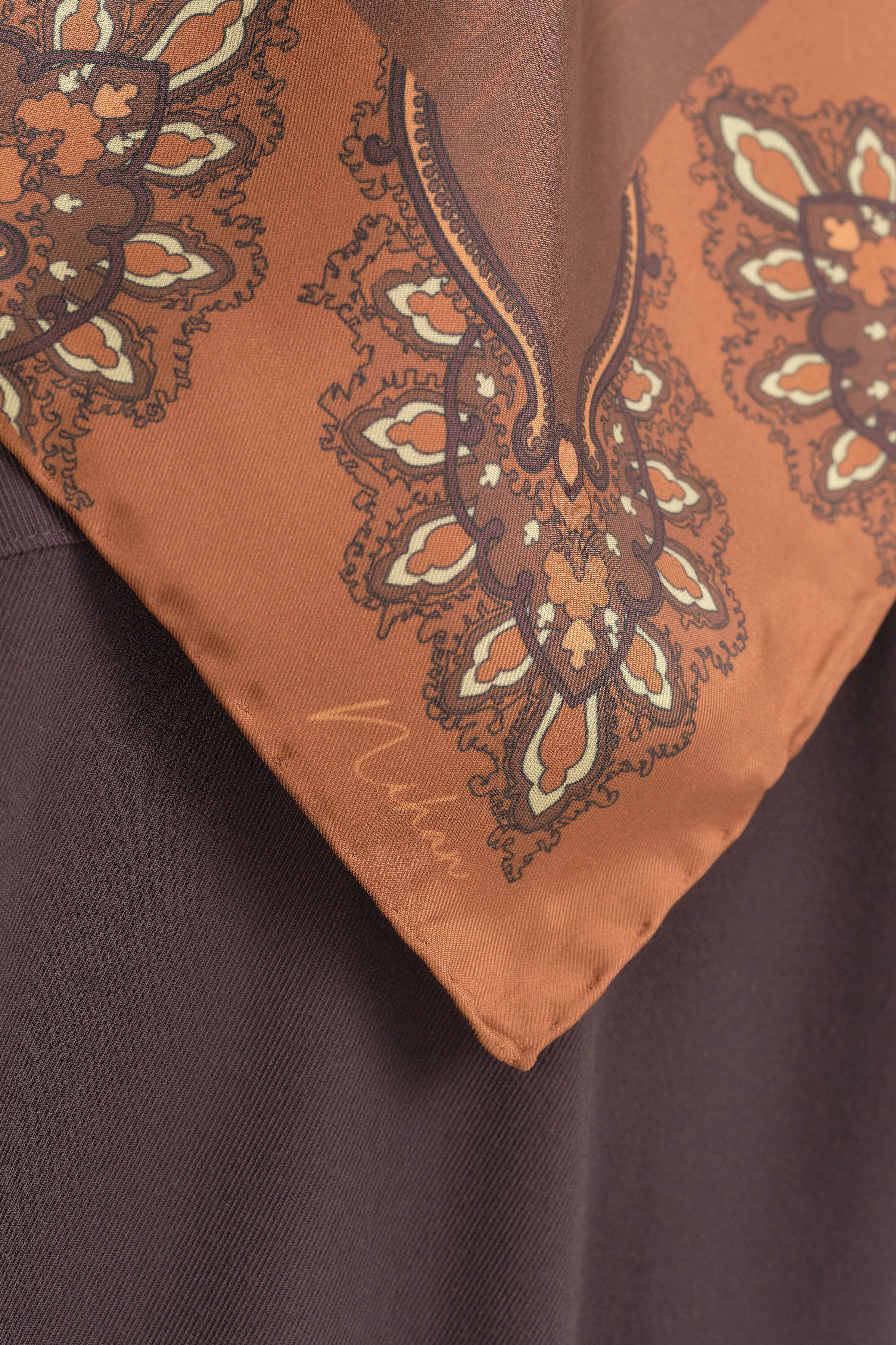 Tavus Twill İpek Eşarp - Kahve