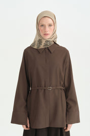 Tavus Twill İpek Eşarp - Taş