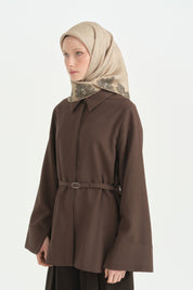 Tavus Twill İpek Eşarp - Taş