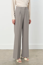 Single Pleat High Waist Palazzo Trousers - Grey