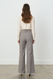 Single Pleat High Waist Palazzo Trousers - Grey