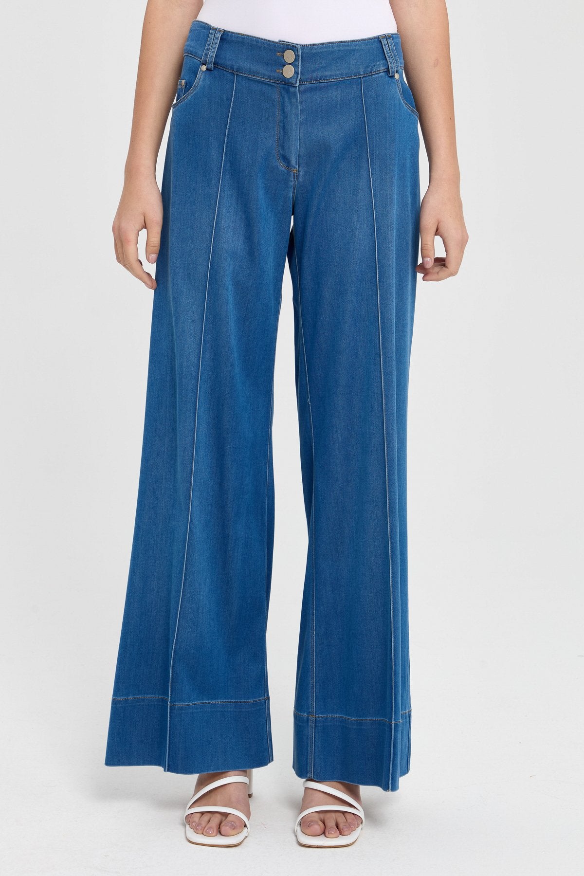 Tencel Bol Paça Pantolon - İndigo