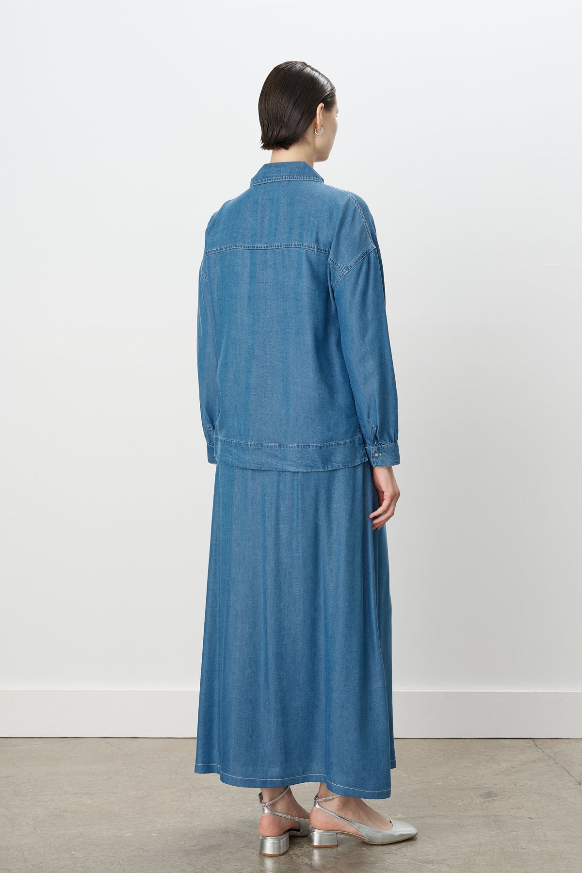 Tencel Skirt and Shirt Set - Ice