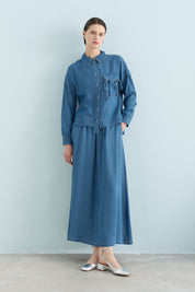 Tencel Skirt and Shirt Set - Ice