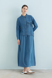 Tencel Skirt and Shirt Set - Ice