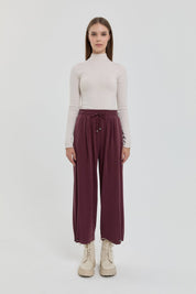 Tencel Havuç Pantolon - Bordo