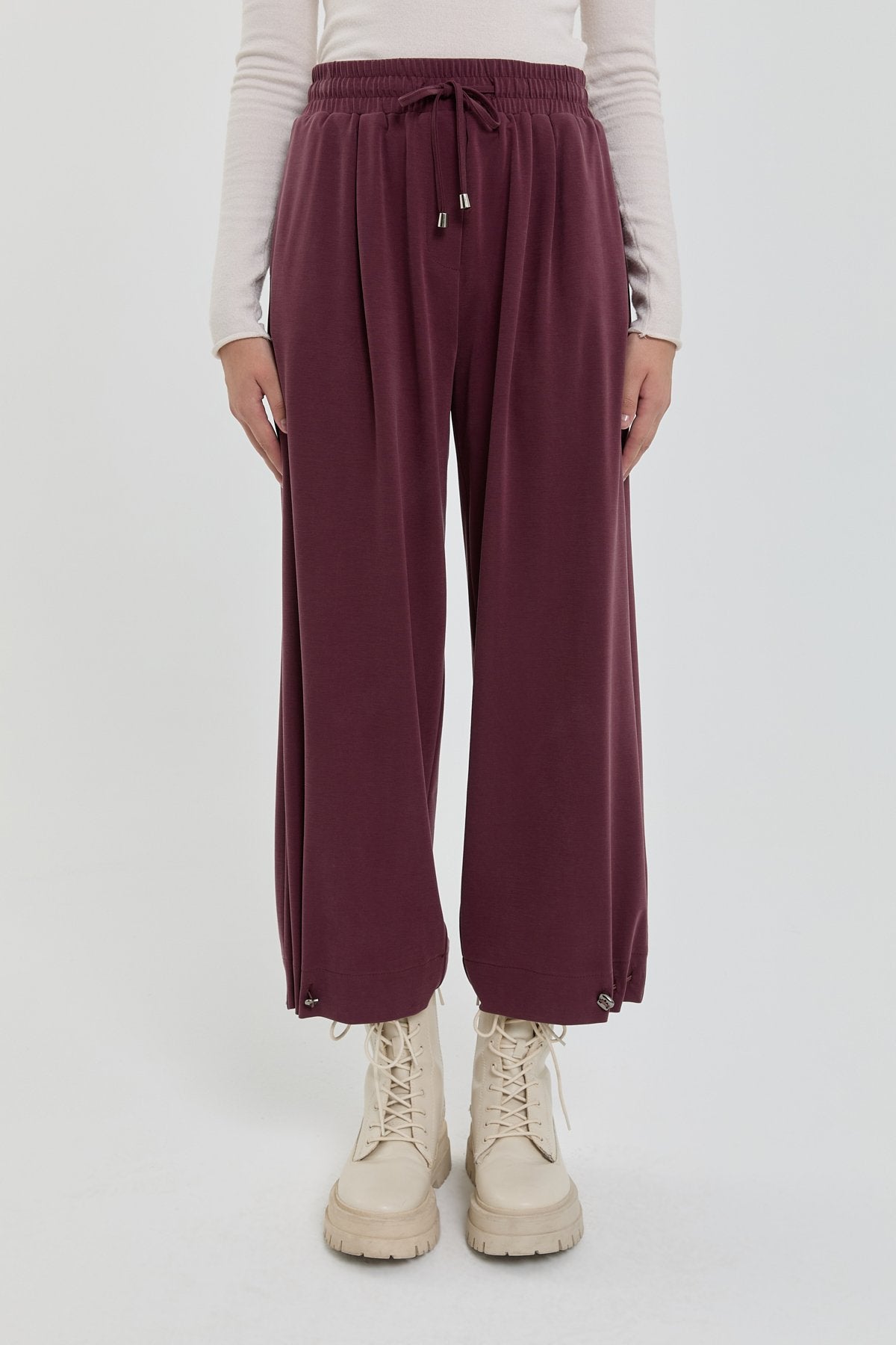 Tencel Havuç Pantolon - Bordo