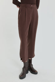 Tencel Karışım Havuç Pantolon - Kahve