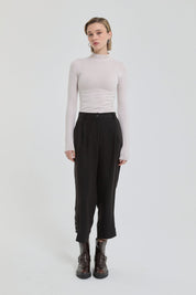 Tencel Blend Carrot Pants - Black