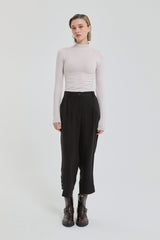 Tencel Blend Carrot Pants - Black