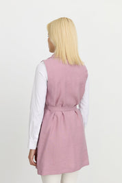 Tencel Kemer Detaylı Tencel Karışım Yelek - Lavanta
