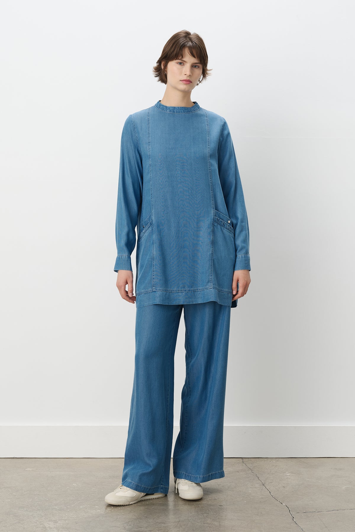 Tencel Pantolon Tunik Takım - Buz