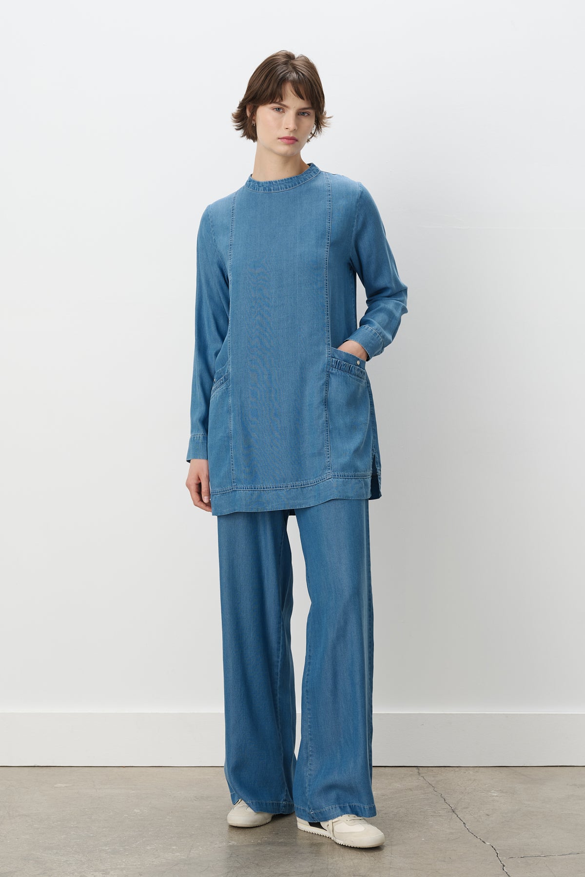 Tencel Pantolon Tunik Takım - Buz