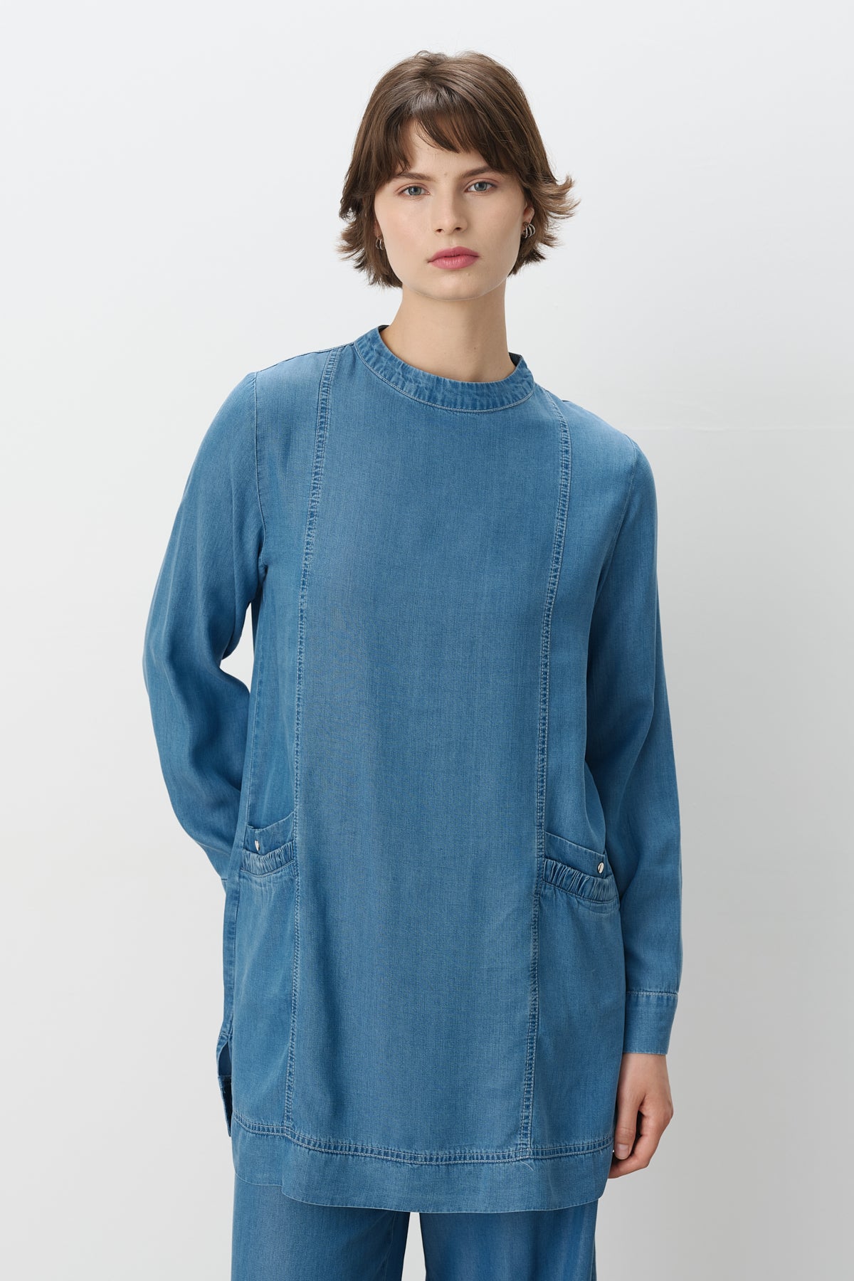 Tencel Pantolon Tunik Takım - Buz