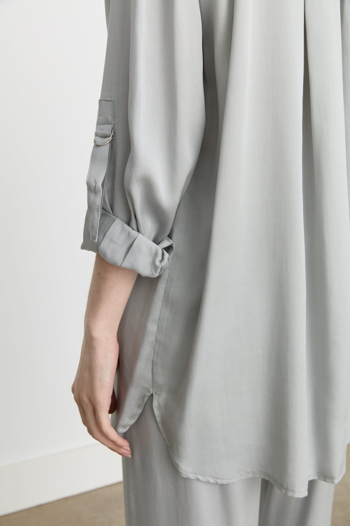 Tencel Pantolon Tunik Tencel Karışım Takım - Gri